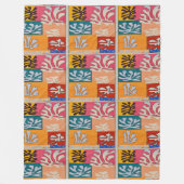 マティススタイルカラフル形状 フリースブランケット (正面)