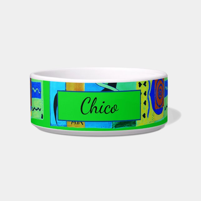 マティモダンスの緑の抽象芸術インスピレーション ボウル (正面)