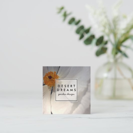 マティリジャポピー砂漠ワイルドフラワーフォトトラベル スクエア名刺 (スタンド正面)