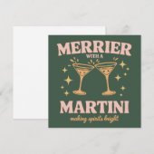 マティーニでより楽しいクリスマス カクテル ホリデー シーズンカード (正面/裏面)