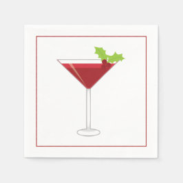 マティーニとオリーブのクリスマスカクテルナプキン スタンダードカクテルナプキン