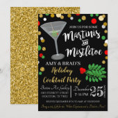 マティーニとクリスマスの木の招待状 招待状 (正面/裏面)