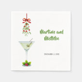 マティーニとミステレトークリスマスナプキン スタンダードカクテルナプキン (正面)