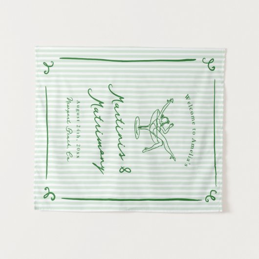 マティーニと結婚 緑の花嫁の独身最後の夜 タペストリー (正面(横))