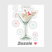 マティーニグラスに入った猫 シール (シート)