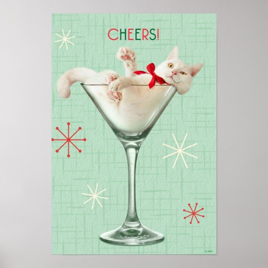 マティーニグラスに入った猫 ポスター (正面)