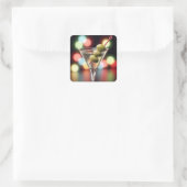 マティーニグラスに3匹のオリーブ スクエアシール (バッグ)