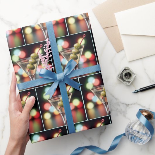 マティーニグラスに3匹のオリーブ ラッピングペーパー (ギフト)