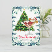 マティーニグラスの中のサンタでメリークリスマス シーズンカード (スタンド正面)