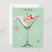 マティーニグラスの猫 インビテーションポストカード (正面/裏面)