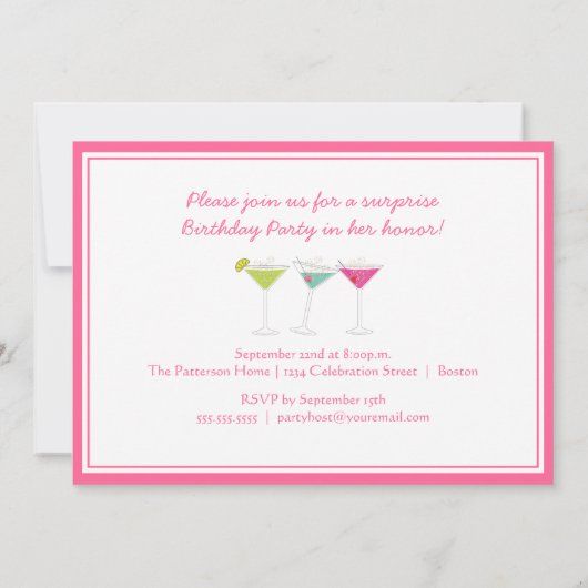 マティーニスの節目の誕生日パーティーへの招待 招待状 (裏面)