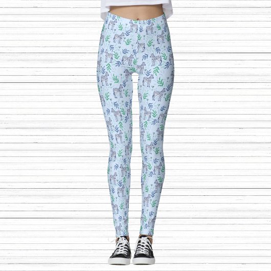 マティーニスブルーおもしろいフィットネスアスリシュア付ゼブラス レギンス