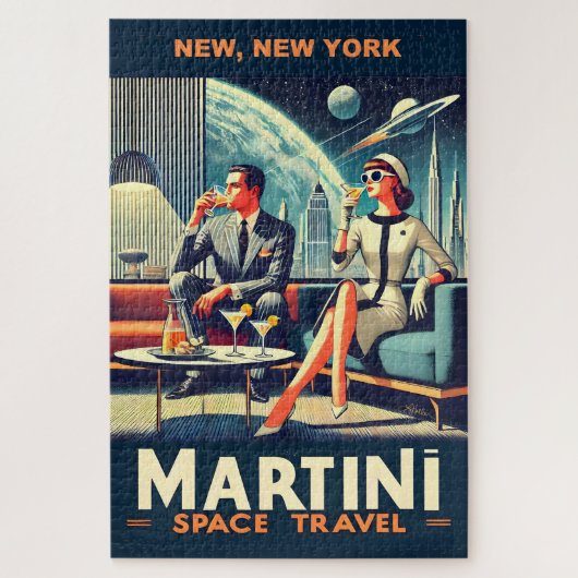 マティーニ宇宙旅行ポスター ニューヨーク ジグソーパズル (縦)