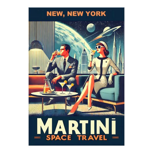 マティーニ宇宙旅行ポスター ニューヨーク フォトプリント            (正面)