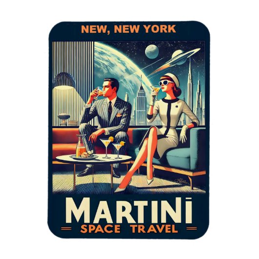 マティーニ宇宙旅行ポスター ニューヨーク マグネット (縦)