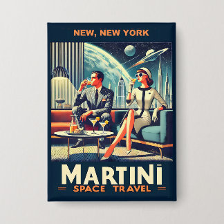 マティーニ宇宙旅行ポスター ニューヨーク 缶バッジ
