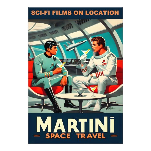 マティーニ宇宙旅行ポスター SF映画の宇宙へ フォトプリント (正面)