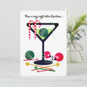 マティーニ編み物クロチェットヤーンクリスマスカード シーズンカード (スタンド正面)