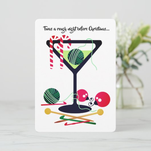 マティーニ編み物クロチェットヤーンクリスマスカード シーズンカード (スタンド正面)