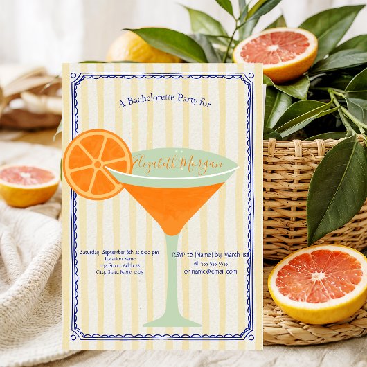 マティーニ イエローストライプ ブライズメイドパーティー , 招待状