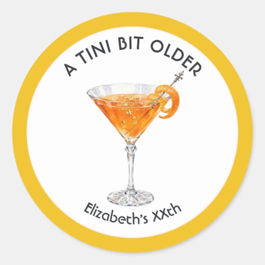 マティーニ バースデーパーティー おしゃれ ステッカー Tini Bit Older (正面)