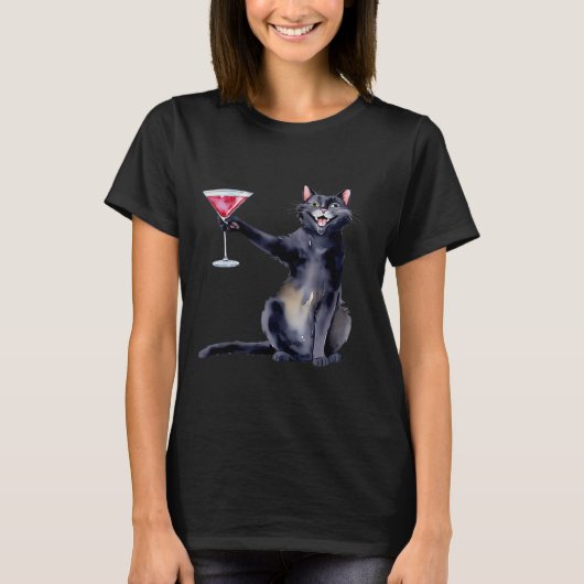 マティーニGLテール付き猫 Tシャツ (正面)