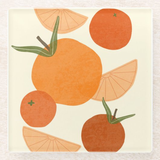 マテインスパイアス:モダン抽象芸術図形 ガラスコースター (正面)