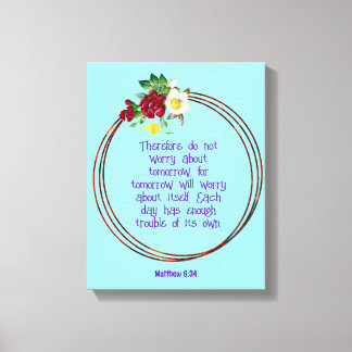 マテウ6: 24 |バイブルやる気を起こさせる引用文Verse キャンバスプリント