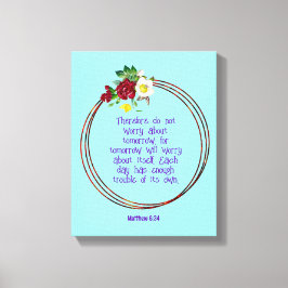 マテウ6: 24 |バイブルやる気を起こさせる引用文Verse キャンバスプリント