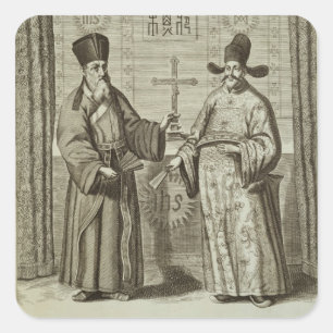 マテオ・リッチ(1552-1610年)および「ChinからのPaulus李、 スクエアシール