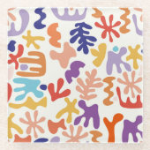 マテカラフルスパターン抽象芸術植物形 ガラスコースター (正面)