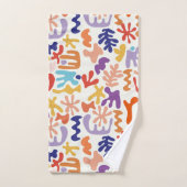 マテカラフルスパターン抽象芸術植物形 バスタオルセット (ハンドタオル)