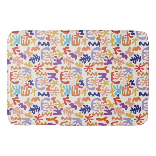 マテカラフルスパターン抽象芸術植物形 バスマット (正面)