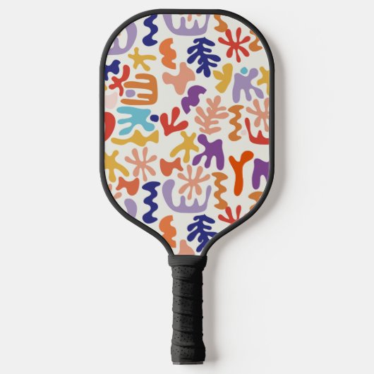 マテカラフルスパターン抽象芸術植物形 ピックルボールラケット (正面)