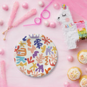 マテカラフルスパターン抽象芸術植物形 ペーパープレート (パーティー)