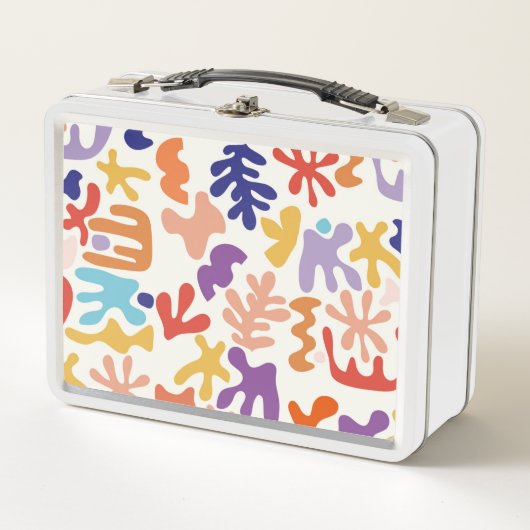 マテカラフルスパターン抽象芸術植物形 メタルランチボックス (正面)