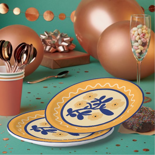 マテカラフルス抽象芸術フローラアート ペーパープレート (複数)