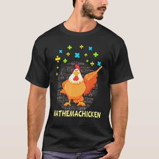 マテマチキック先生 数学好き ニワトリ Tシャツ (正面)