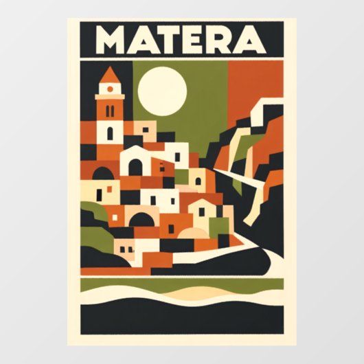 マテーラ イタリア 旅行 ポスター バウハウス 幾何学 アート ウィンドウサイン (シート)