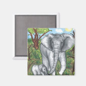 マディのゾウ – 2インチ角磁石 マグネット (正面/裏面)