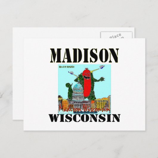 マディソンウィスコンシンからのクリスマスカード シーズンポストカード (正面/裏面)