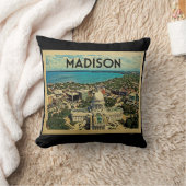 マディソンウィスコンシンのヴィンテージ旅行 クッション (ブランケット)