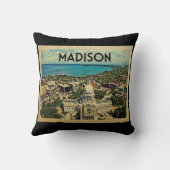 マディソンウィスコンシンのヴィンテージ旅行 クッション (裏面)
