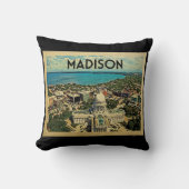 マディソンウィスコンシンのヴィンテージ旅行 クッション (正面)