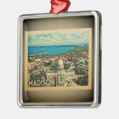 マディソンウィスコンシンオーナメントヴィンテージトラベル メタルオーナメント (左)