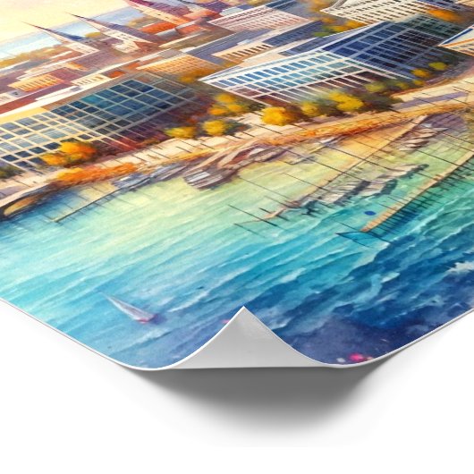 マディソンウィスコンシントラベルプレースウォータカラー ポスター (角)