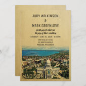 マディソンウィスコンシン結婚式招待状ヴィンテージ 招待状 (正面/裏面)