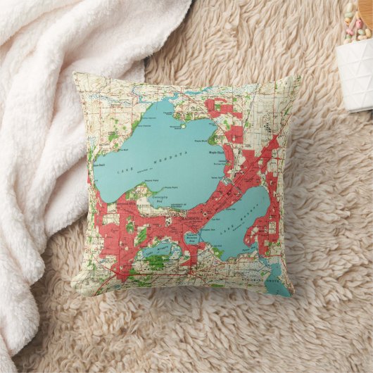 マディソンウィスコンシン(1959年)のヴィンテージの地図 クッション (ブランケット)