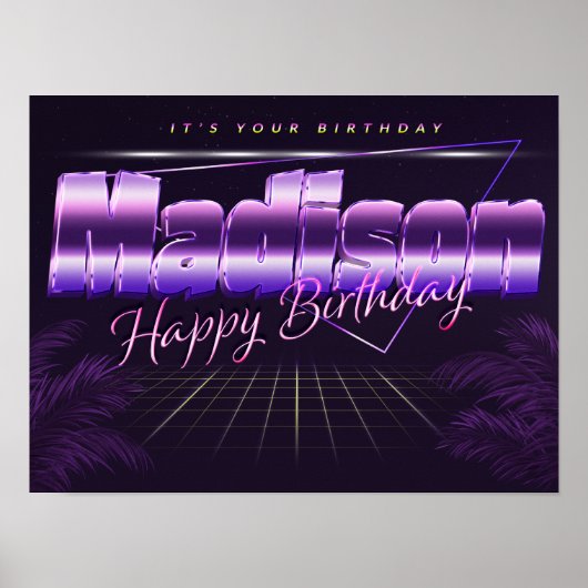 マディソンネームvorname lila retroポスターGeburtstag ポスター (正面)