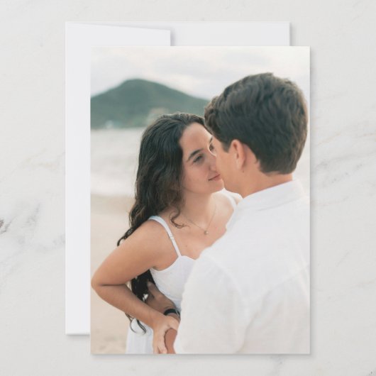 マディソンパウダーブルーエレガントウェディング セーブザデート (裏面)